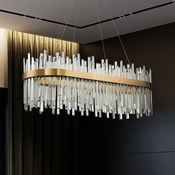 TooLight Závěsný LED křišťálový lustr APP1513-CP80 zlatý/neutrální bílá