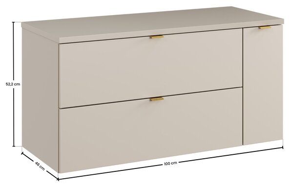 Comad Závěsná skříňka pod umyvadlo Dalia Cashmere s deskou 100 cm kašmírová