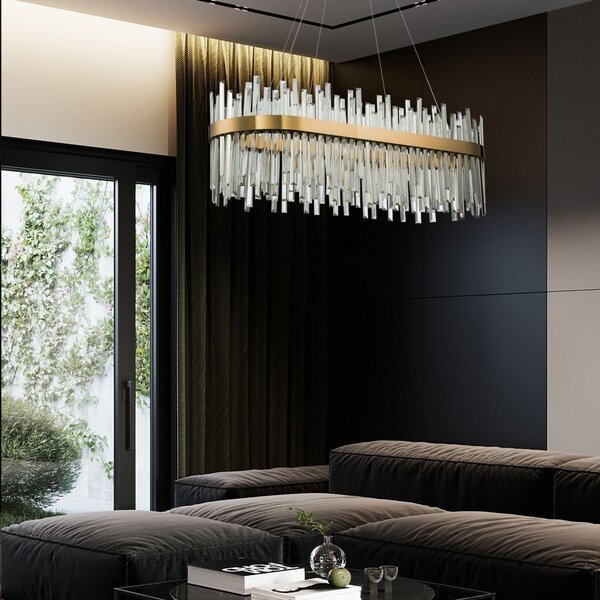 TooLight Závěsný LED křišťálový lustr APP1513-CP80 zlatý/neutrální bílá