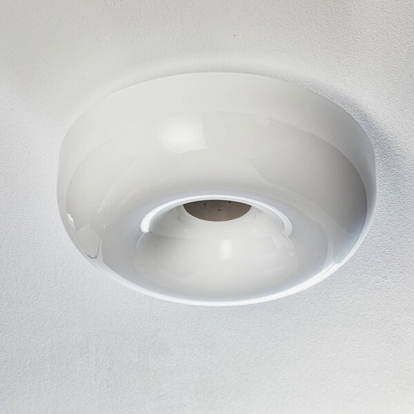 Foscarini Circus piccola skleněné stropní světlo, Ø 32 cm, stmívatelný, Bílá / opál, Obývací pokoj / jídelna, Sklo, Design