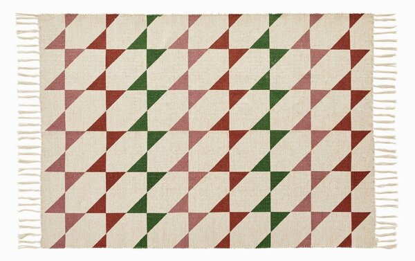 Texturovaný koberec s geometrickým vzorem tělová/zelená 60x110 cm