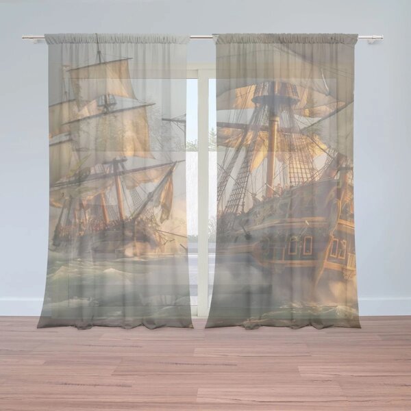 Sablio Záclony Plachetnice ve vlnách: 2ks 150x250cm