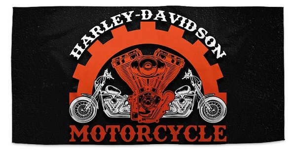 Sablio Ručník Harley-Davidson motor Černé pozadí - 30x50 cm