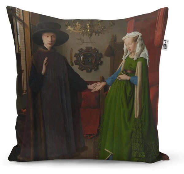 Sablio Polštář Svatba manželů - Jan van Eyck - 40x40 cm