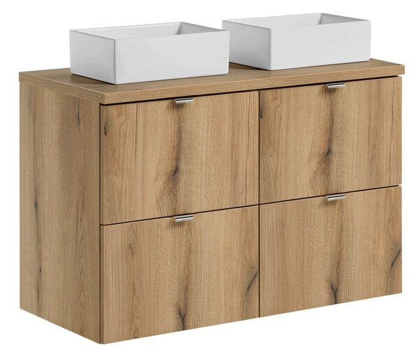 Comad Závěsná skříňka Nova Oak Gaja s deskou a umyvadly 100 cm dub evoke
