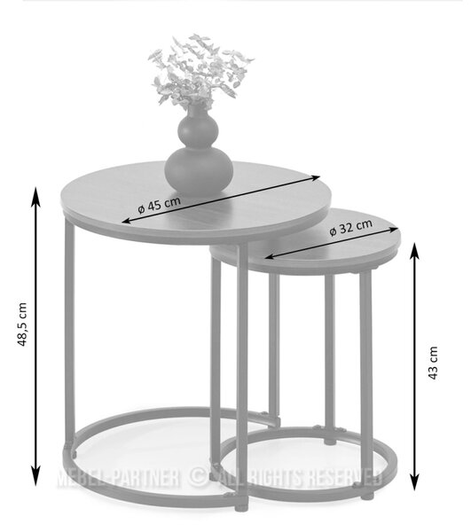Set konferenčních stolků JACEK S - beton / černý