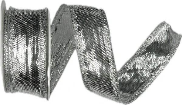 Stuha stříbrná lurexová BIRMINGHAM SILVER lesklá 25mm x 2m (14,-Kč/m)
