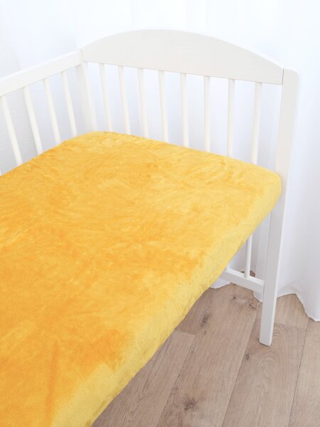 MK Lůžkoviny Prostěradlo mikroplyš Deluxe do postýlky 60 x 120 cm - hořčicové