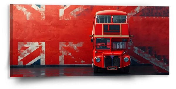 Sablio Obraz Červený patrový autobus Vlajka - 110x50 cm
