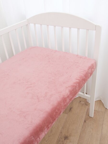 MK Lůžkoviny Prostěradlo mikroplyš Deluxe do postýlky 60 x 120 cm - starorůžové