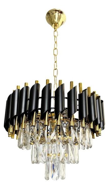 Lustr na řetězu CRISTAL 5xE14/40W/230V zlatá/černá