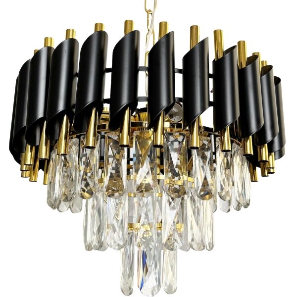 Lustr na řetězu CRISTAL 5xE14/40W/230V zlatá/černá