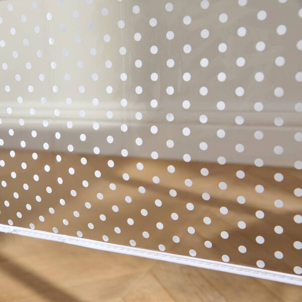 Průhledný voskovaný ubrus s potiskem puntíků transparentní/bílá průměr 140 cm