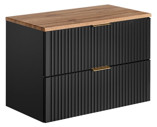 Koupelnová skříňka s deskou ADEL Black D80/4 | 80 cm