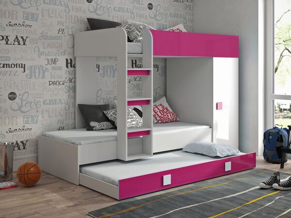 Patrová postel Tomson 2, Barva: Bílá + Černý lesk + Bílý lesk 5902928926422