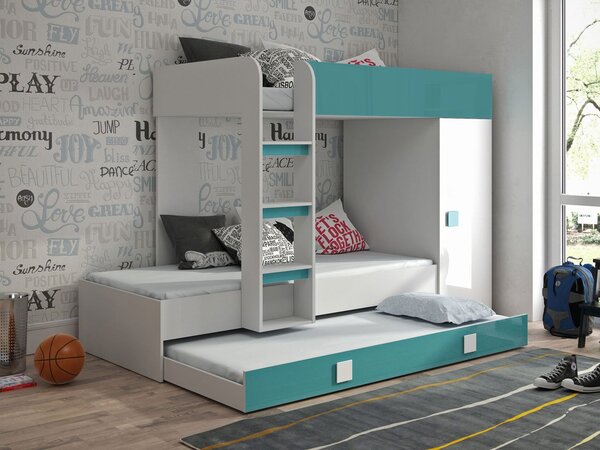 Patrová postel Tomson 2, Barva: Bílá + Černý lesk + Bílý lesk 5902928926422