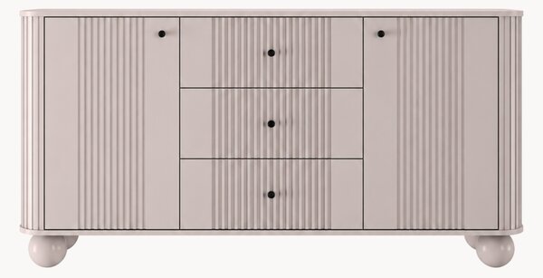 Komoda se šuplíky Vesper 160 cm - kašmír / černé úchytky / kulaté nohy