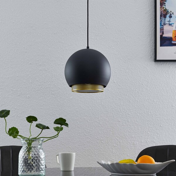 Závěsná svítidlo Lucande, Sivaniel, stmívatelné, Černá, Obývací pokoj, Kov, Design