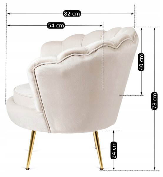 Vivaldi Designové křeslo Angel samet krémové/zlaté