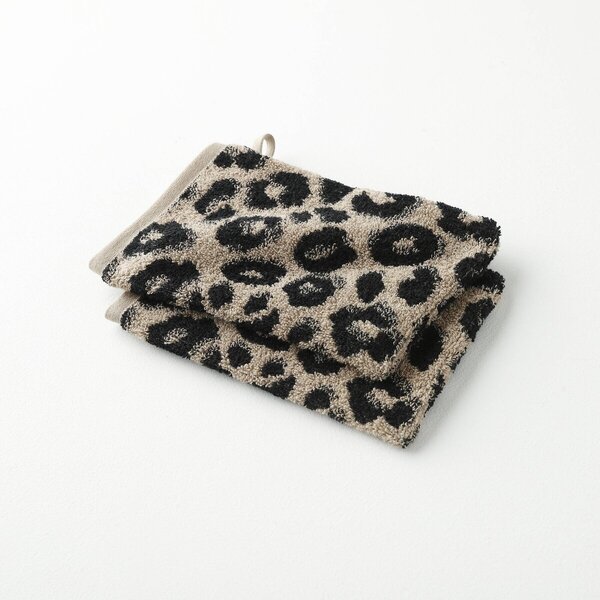 Froté sada koupelnového textilu se žakárovým motivem leopardí srsti 450 g/m2 béžová/černá 30x50 cm