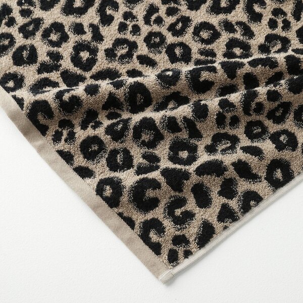 Froté sada koupelnového textilu se žakárovým motivem leopardí srsti 450 g/m2 béžová/černá 30x50 cm