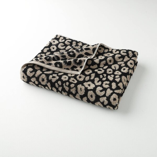 Froté sada koupelnového textilu se žakárovým motivem leopardí srsti 450 g/m2 béžová/černá 30x50 cm