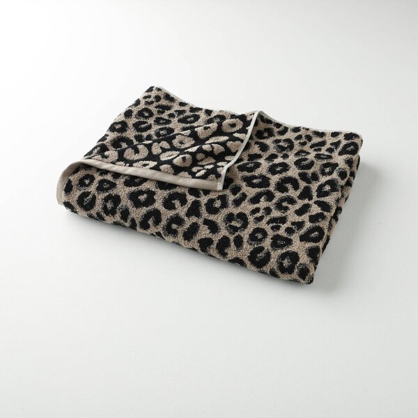 Froté sada koupelnového textilu se žakárovým motivem leopardí srsti 450 g/m2 béžová/černá 30x50 cm