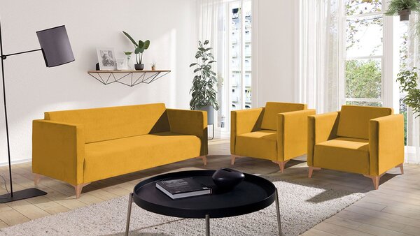 Sedací souprava Denim 3+1+1, Potah: Solo 257, Barva nožiček:: lesk bílý 5902928354072