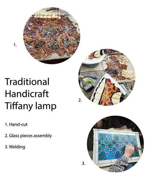 Stolní Tiffany lampa Flowers - Ø 33*61 cm - Clayre & Eef