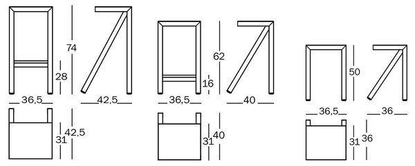 Magis designové barové židle Bureaurama (výška 62 cm)