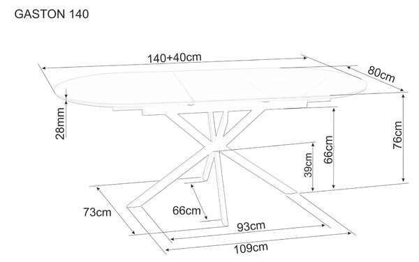 Signal Jídelní rozkládací stůl Gaston 140/180 cm keramika šedý mramor/černý