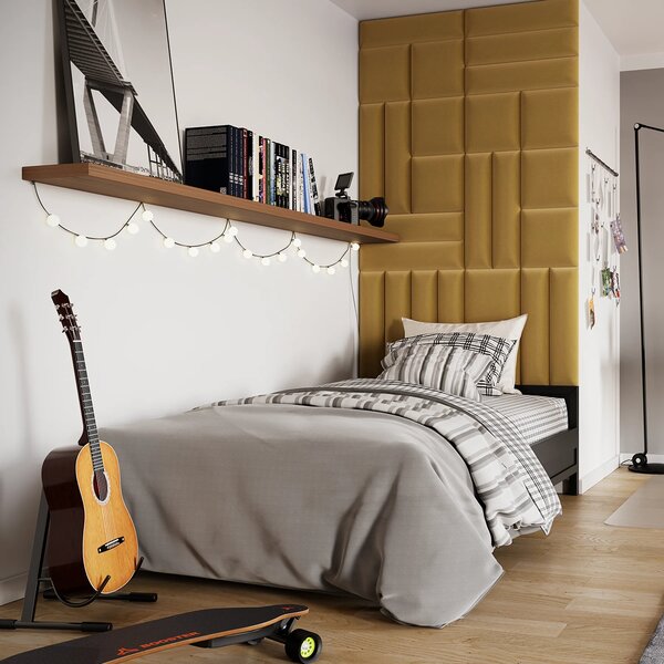Čalouněný nástěnný panel 30x30 VALERIO - hořčicový