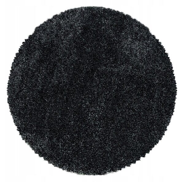 Ayyildiz, Kusový koberec Fluffy Shaggy 3500 anthrazit kruh, 80x80 (průměr) kruh, šedá, ložnice