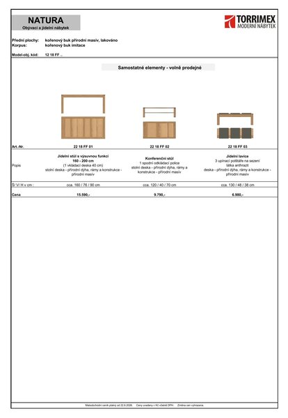 Nábytek do obývacího pokoje a jídelny NATURA dining room 1_ kořenový buk