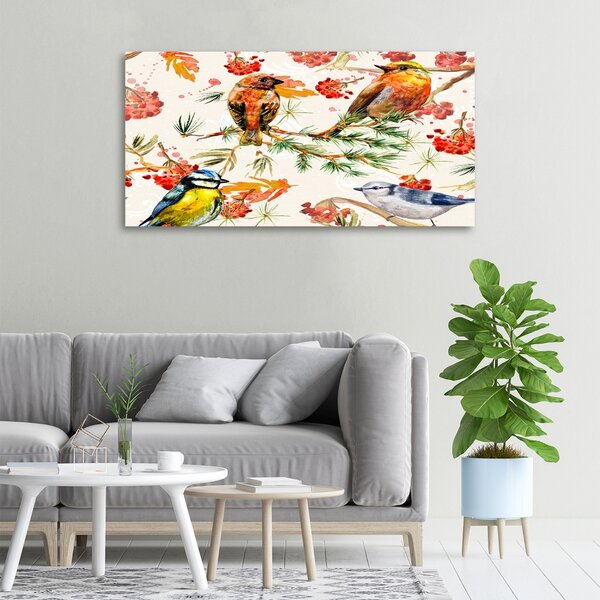 Moderní obraz canvas na rámu jehličňany a ptáci oc-73252518