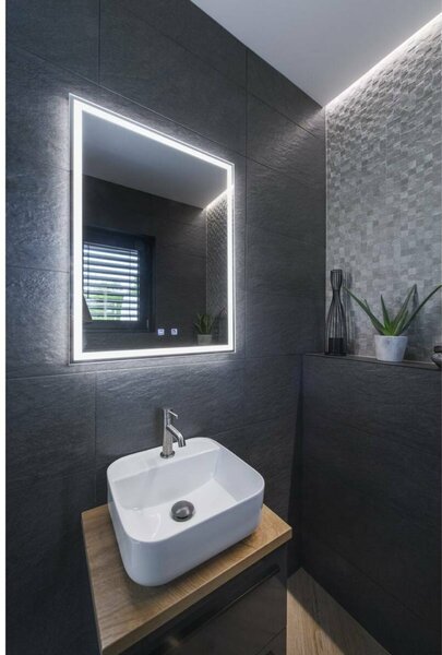 BIG WHITE SLV TRUKKO WL vnitřní LED nástěnné zrcadlo hranaté s funkcí odmlžení alu 1004730