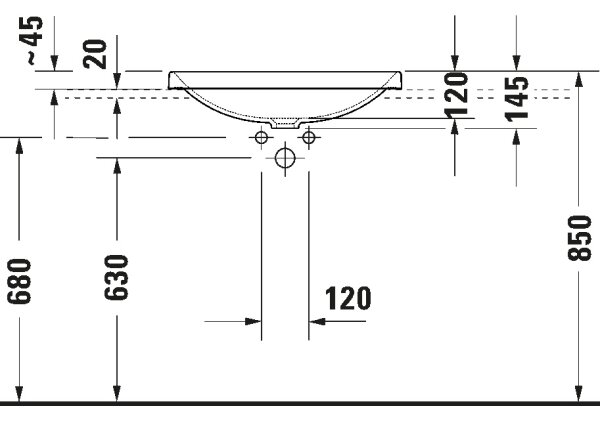 Duravit 358600079 - Zápustné umyvadlo D-NEO 60x44 cm keramika/lesklá bílá