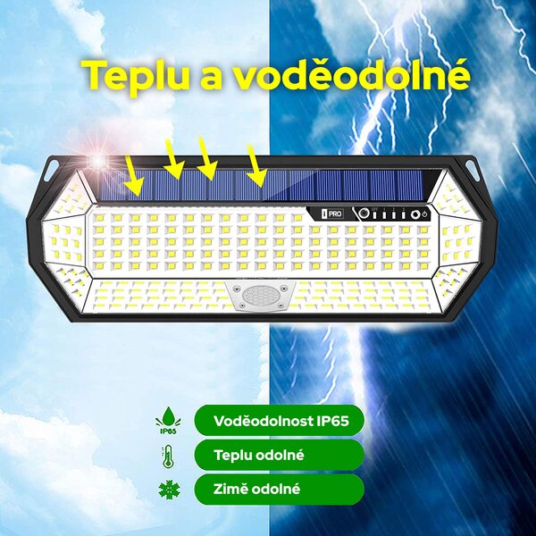 LEDSolar 196 solární venkovní světlo svítidlo, 196 LED se senzorem, bezdrátové, 4W, studená barva