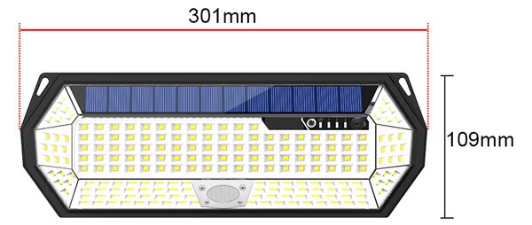 LEDSolar 196 solární venkovní světlo svítidlo, 196 LED se senzorem, bezdrátové, 4W, studená barva