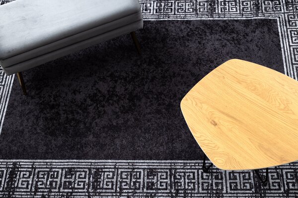 Makro Abra Kusový koberec pratelný MIRO 51223.807 Řecký vzor protiskluzový černý bílý Rozměr: 160x220 cm