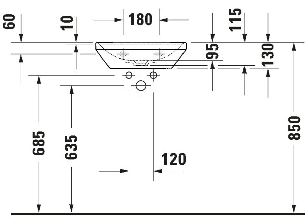 Duravit 738450041 - Závěsné umyvadlo D-NEO 45x33,5 cm keramika/lesklá bílá