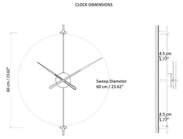 Mclocks Designové nástěnné hodiny AX6007 Axle black-silver 60cm