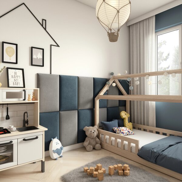 Set čalouněných panelů 180x100 VALERIO - světle modrý / světle šedý