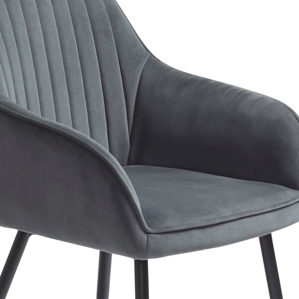 Šedá čalouněná jídelní křesla v sadě 2 ks s područkami Nolan Stripe – Unique Furniture