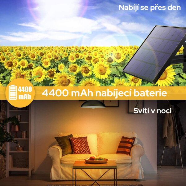 LEDSolar 12 solární závěsná lampa na zahradu s dálkovým ovládáním, iPRO, 8W, studené světlo