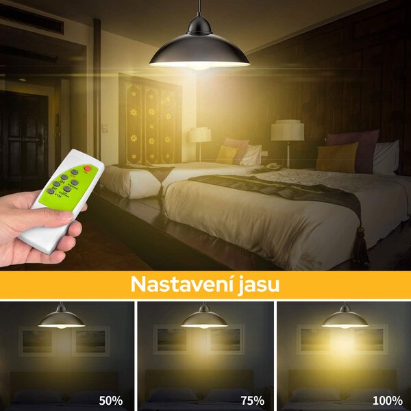 LEDSolar 12 solární závěsná lampa na zahradu s dálkovým ovládáním, iPRO, 8W, studené světlo