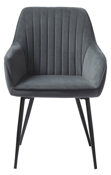Šedá čalouněná jídelní křesla v sadě 2 ks s područkami Nolan Stripe – Unique Furniture