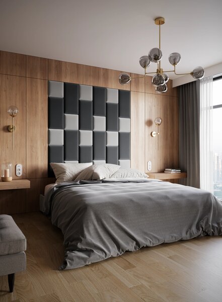 Set panelů na zeď 180x180 VALERIO - světle šedý / tmavě šedý