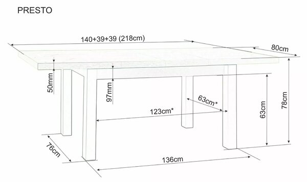 Signal Jídelní rozkládací stůl Presto 140/218 cm dub Artisan/černý