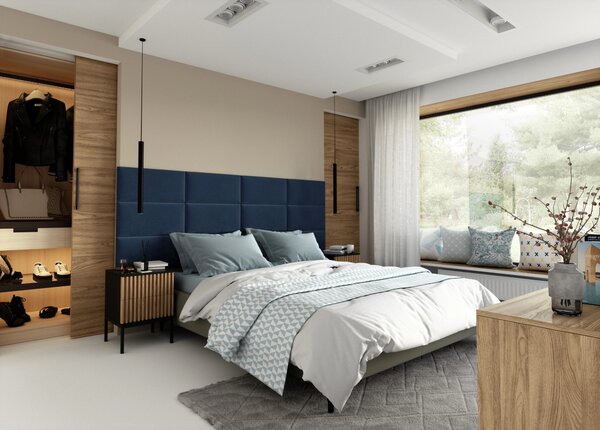 Set čalouněných panelů 240x90 VALERIO - modrý